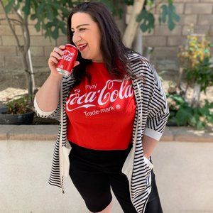 $7 flash sale (24 hr) XL fits Plus size Coca Cola logo t-shirt red & white Coke